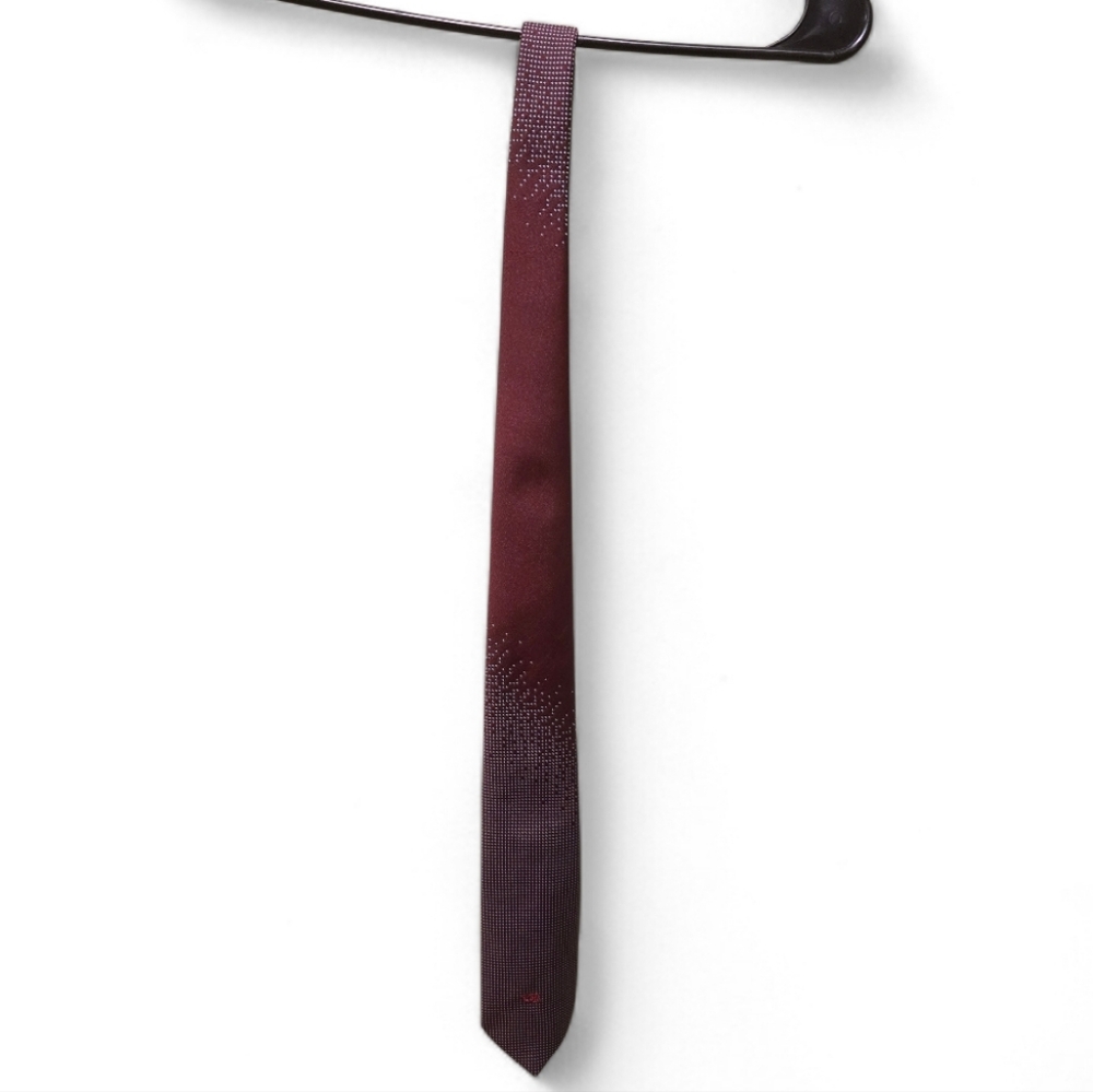 Vintage Oscar De La Renta Burgundy And White Patterned Tie